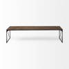 Trestman III 66L x 18W Brown Wood Top with Black Iron Base Accent Bench, Benche by Mercana, 66" length x 17.75" width x 16.75" height thumbnail 4