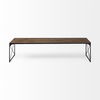 Trestman III 66L x 18W Brown Wood Top with Black Iron Base Accent Bench, Benche by Mercana, 66" length x 17.75" width x 16.75" height thumbnail 4