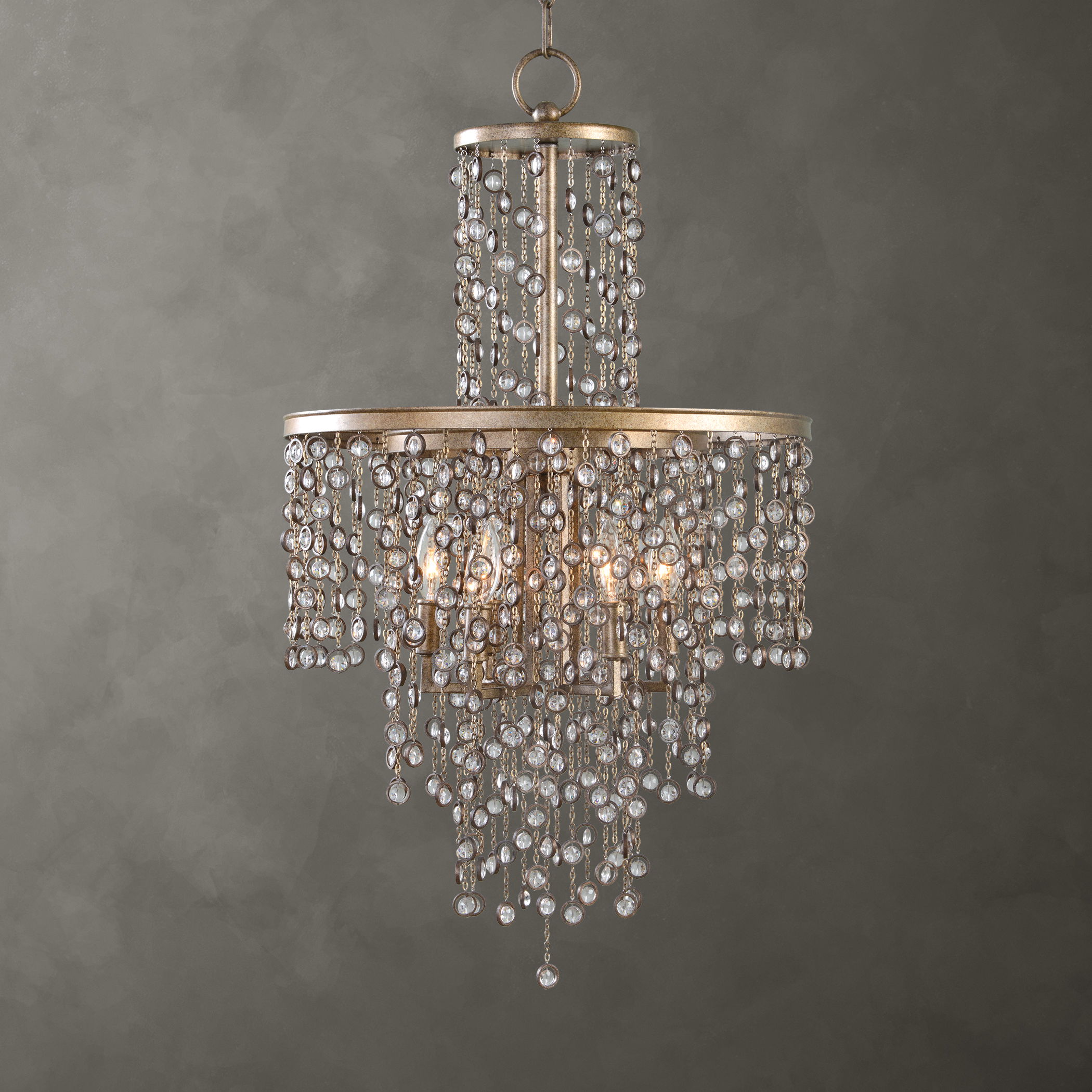 Valka 6 Light Crystal Chandelier, Ceiling Light by Uttermost, 19.25" width x 33.5" height x 19.25" diameter View 1