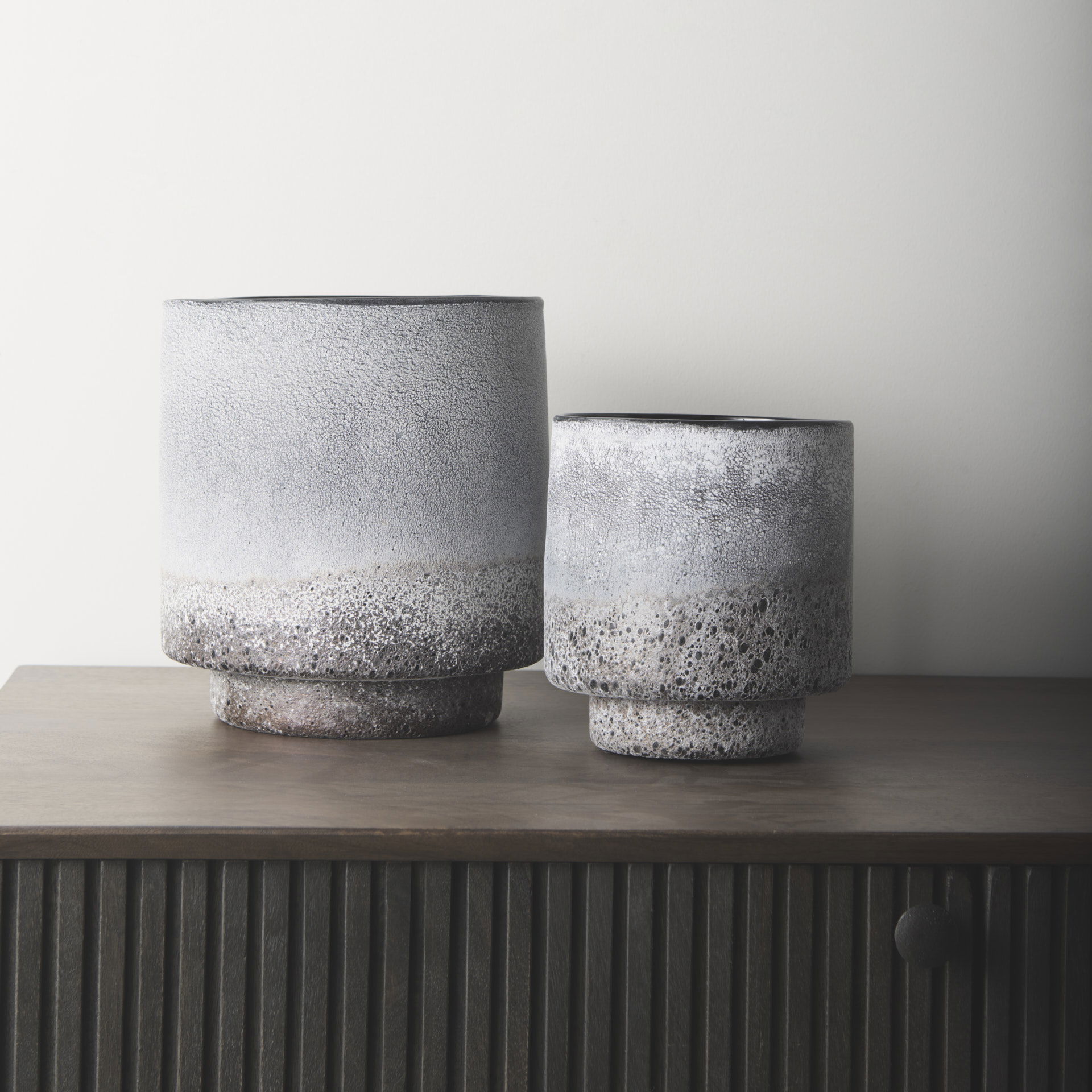 Squally  Black/Brown Glass Ombre Textured Vase, by Mercana, 7.95" length x 7.95" width x 8.62" height View 3