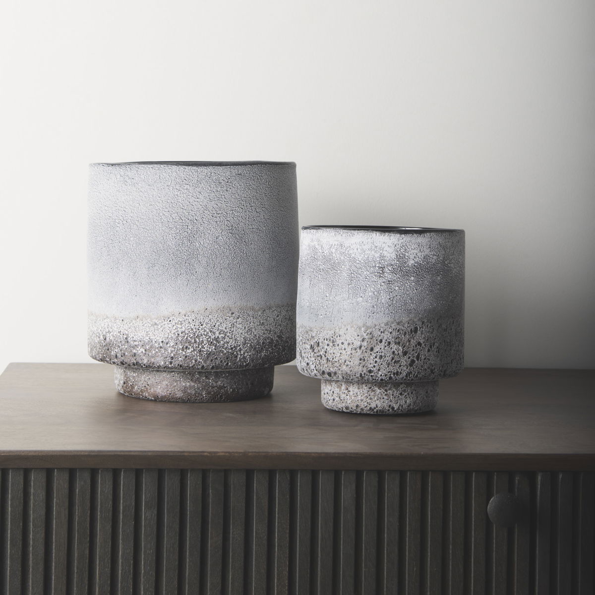 Squally  Black/Brown Glass Ombre Textured Vase, by Mercana, 7.95" length x 7.95" width x 8.62" height View 3