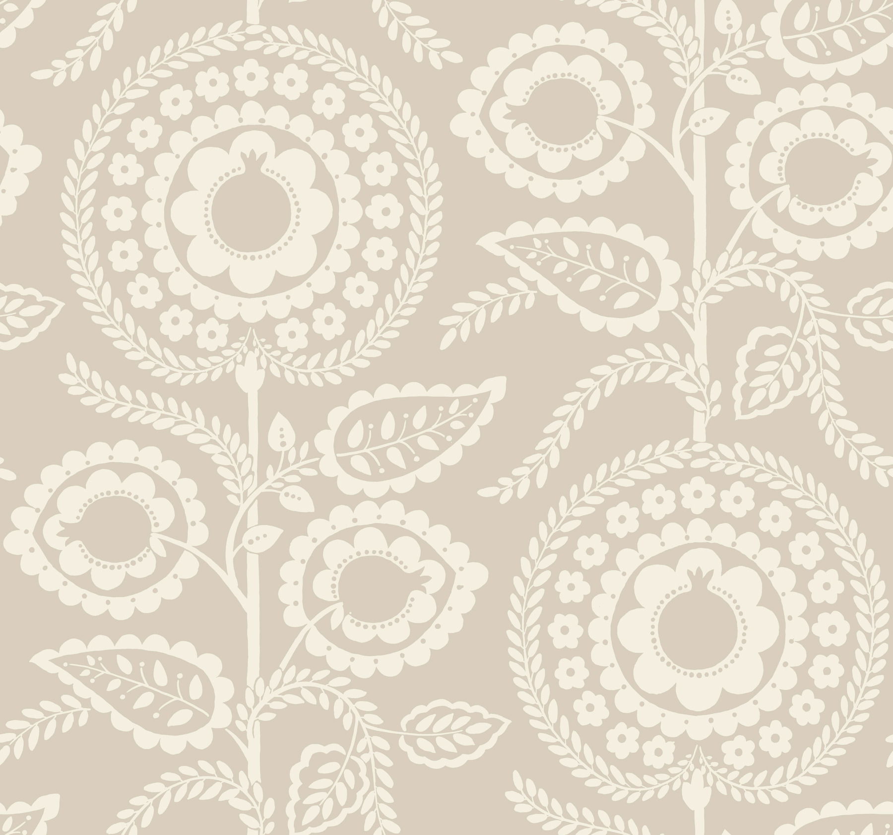 Pomegranate Bloom Off White Wallpaper large image 