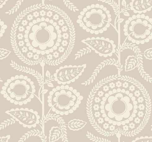 Pomegranate Bloom Off White Wallpaper