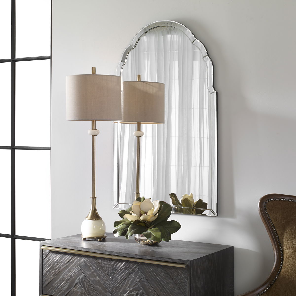 Brayden Frameless Arched Mirror, by Uttermost, 24" width x 40" height x 0.75" depth View 2