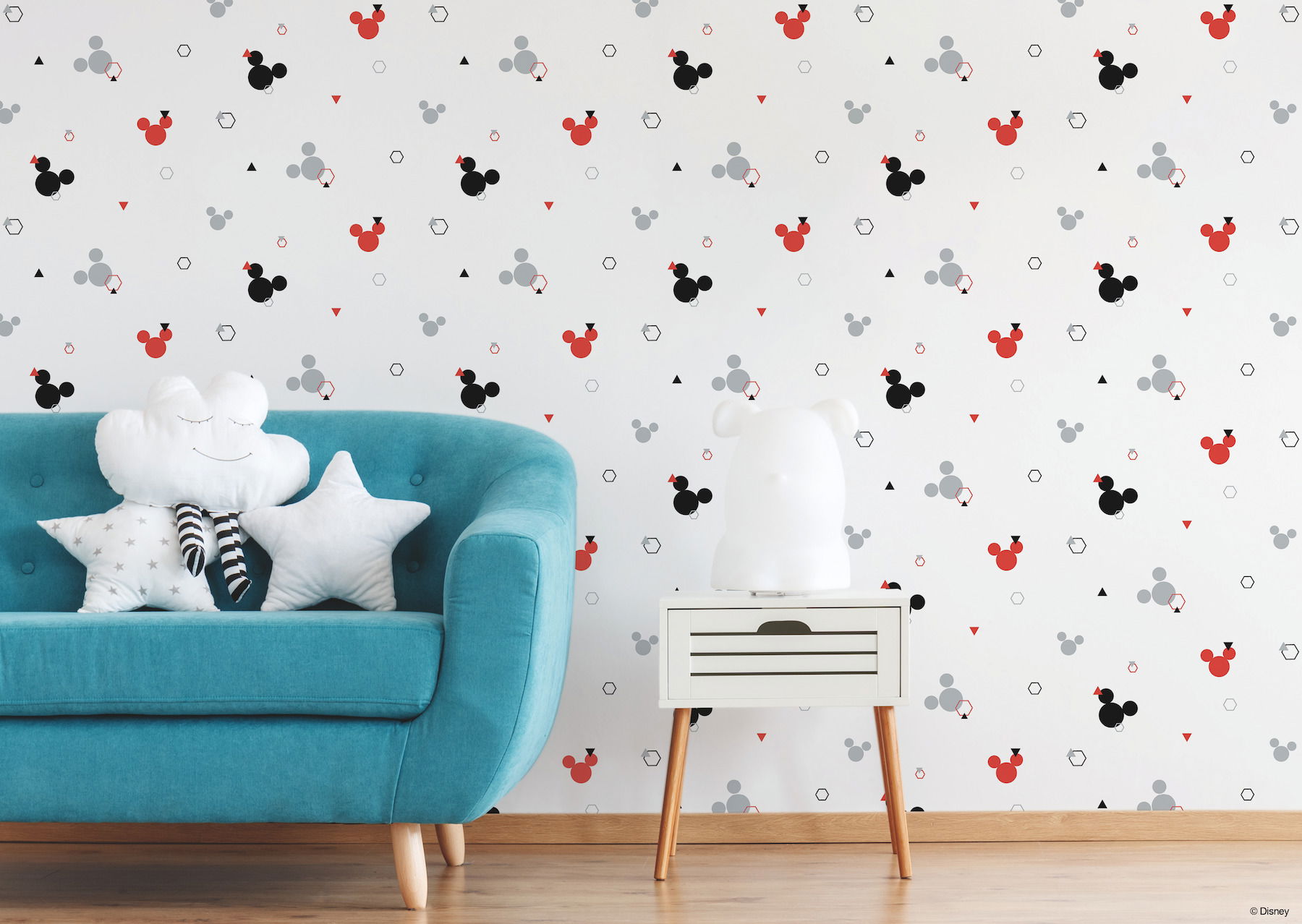Disney Minnie Mouse Dots Red & Black Wallpaper large image 