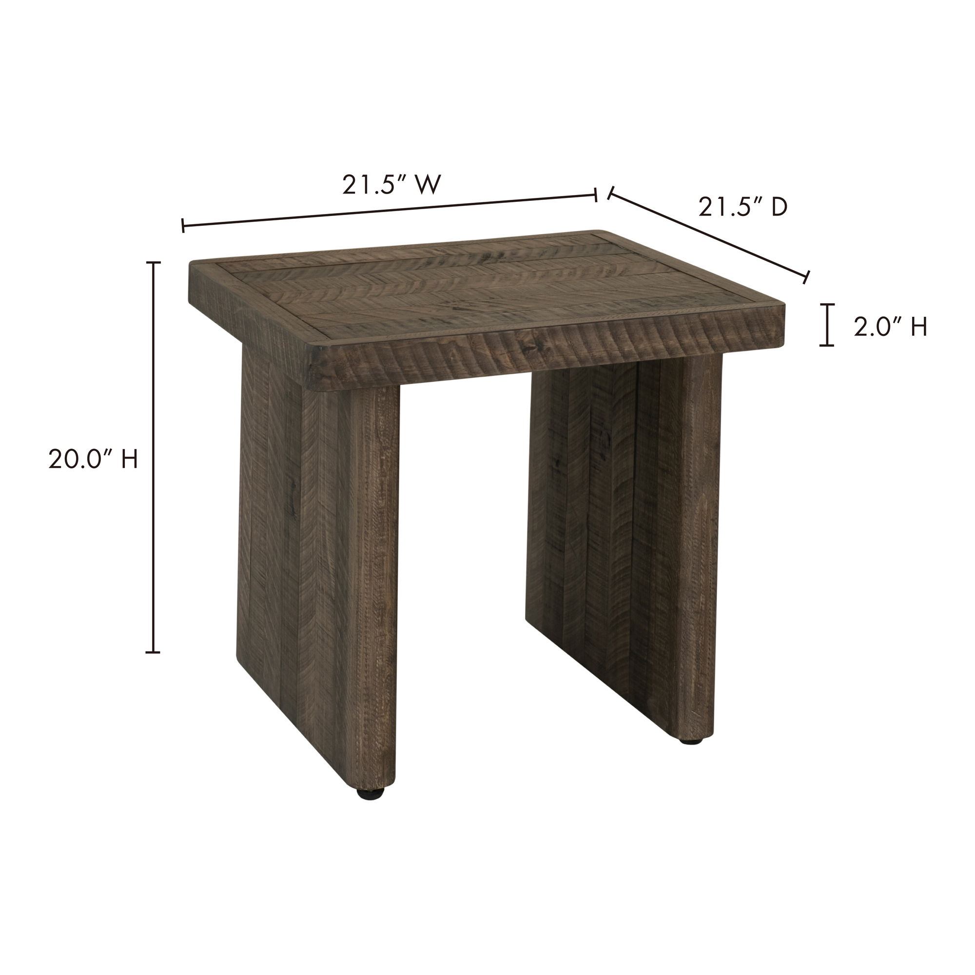 Monterey End Table Aged Brown, Side & End Table by Moe's Home, 21.5" width x 20" height x 21.5" depth View 9