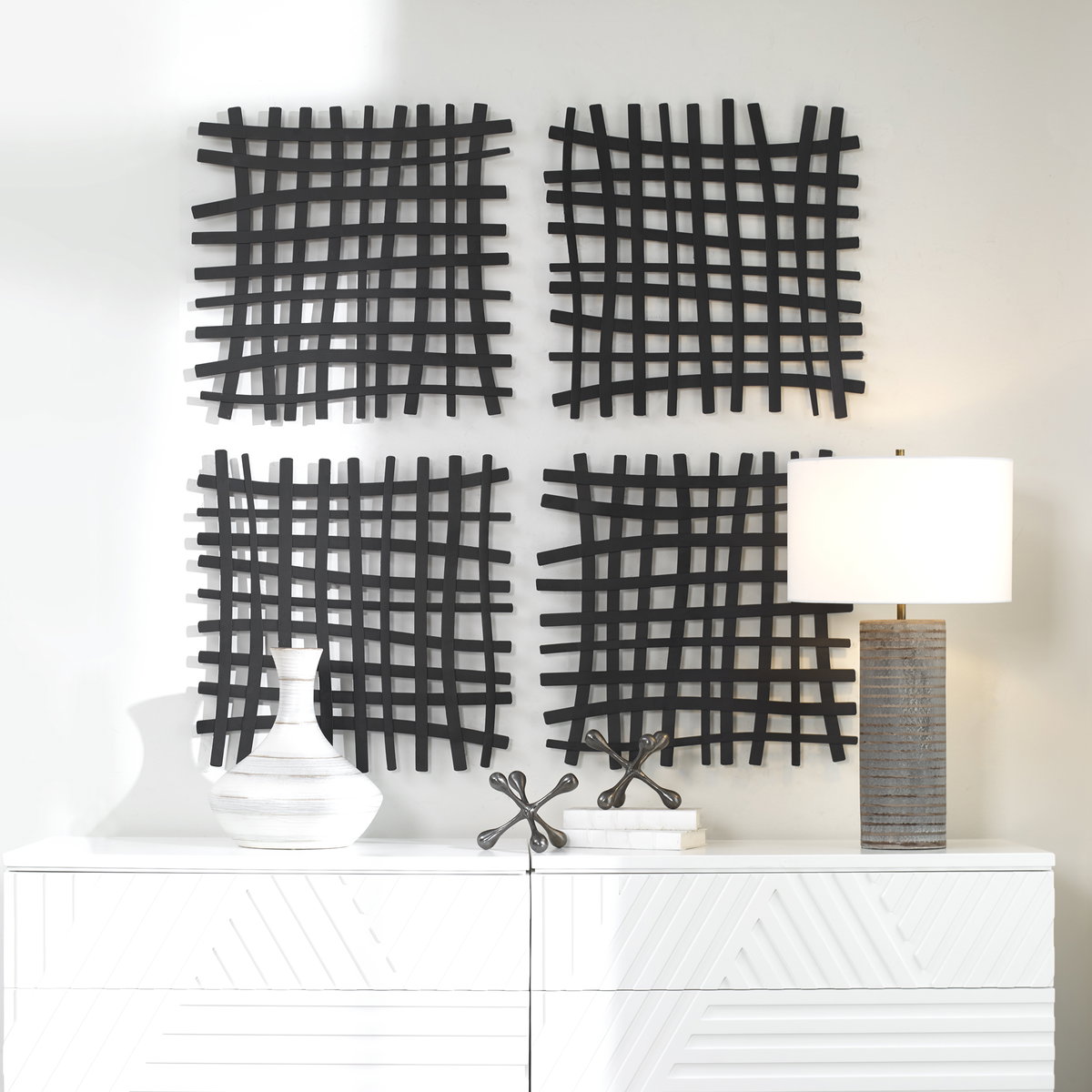 Gridlines Iron Wall Decor, Sculptural Wall Art by Uttermost, 24" width x 24" height x 1" depth View 2