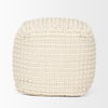 Sakaye Beige with Cream Stitched Patterned Pouf, Ottoman by Mercana, 16" length x 16" width x 16" height thumbnail 4