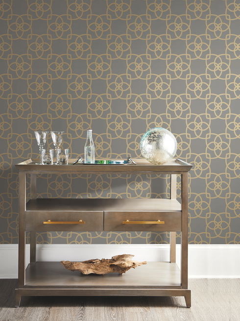 Serendipity Grey & Gold Metallic Wallpaper
