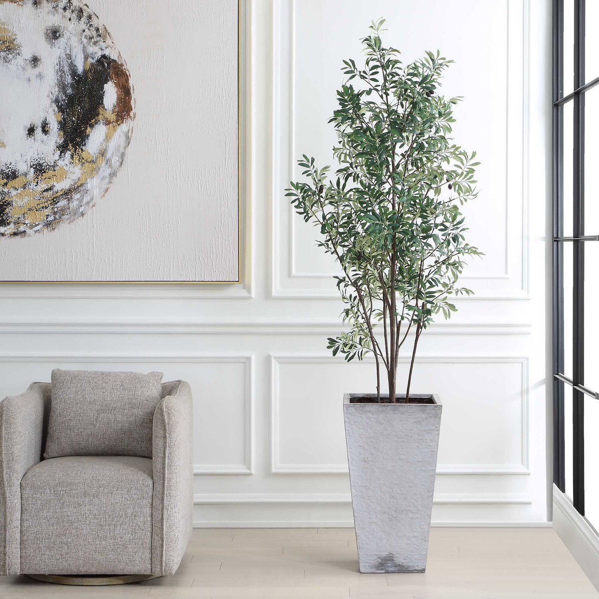 Sonora Olive Tree In Planter, by Uttermost, 2'9" width x 7'5.25" height x 2'7.5" depth View 2