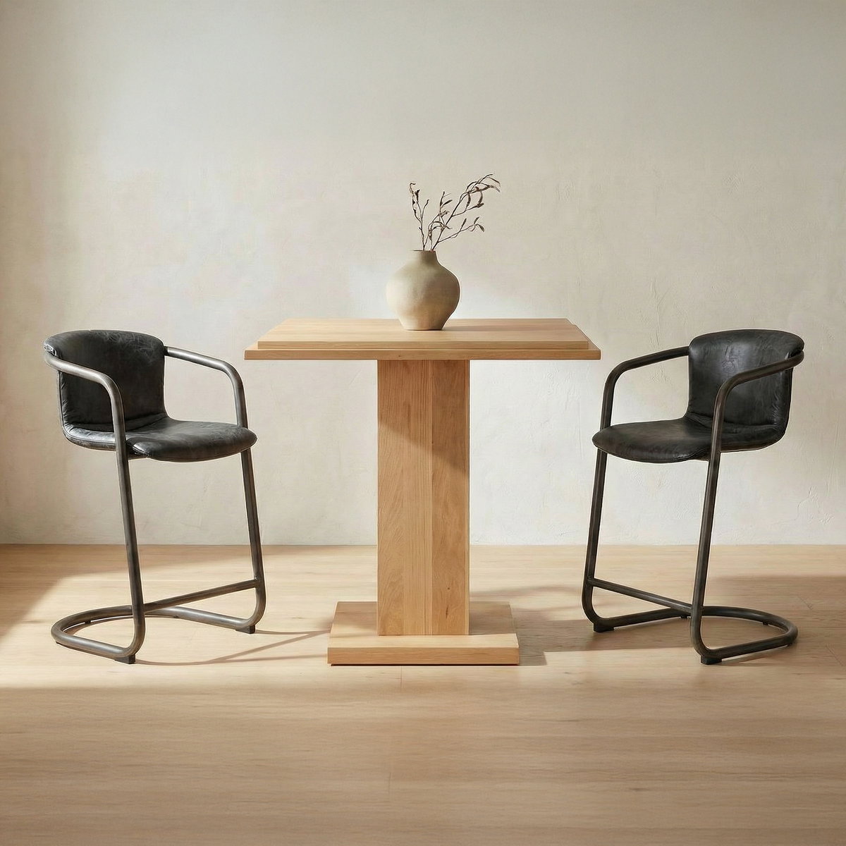 May Bar Table Natural Oak, Counter & Bar Table by Moe's Home, 35" width x 42" height x 35" depth View 4