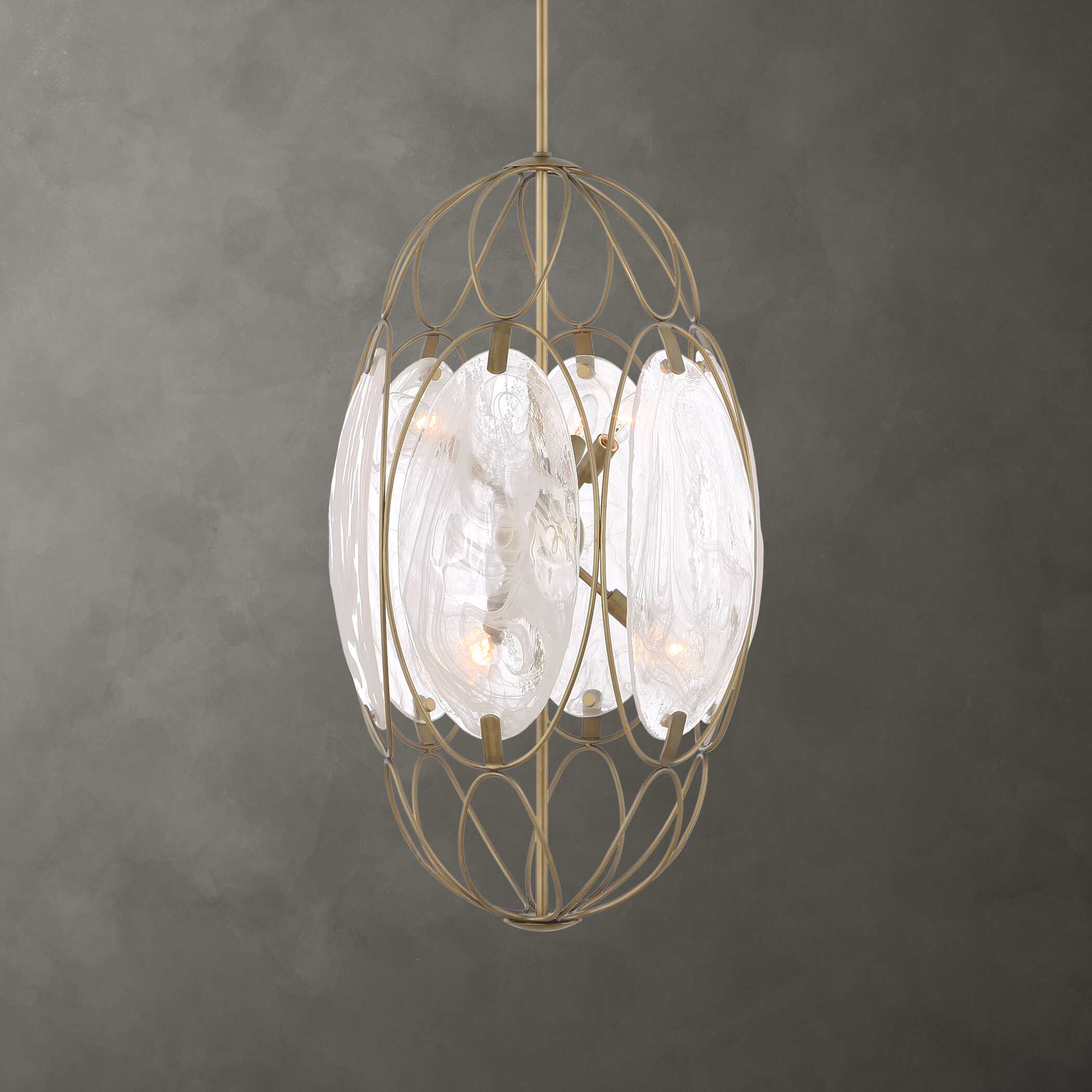 Valencia 6 Light Glass Panel Pendant, Ceiling Light by Uttermost, 31" height x 19" diameter View 2