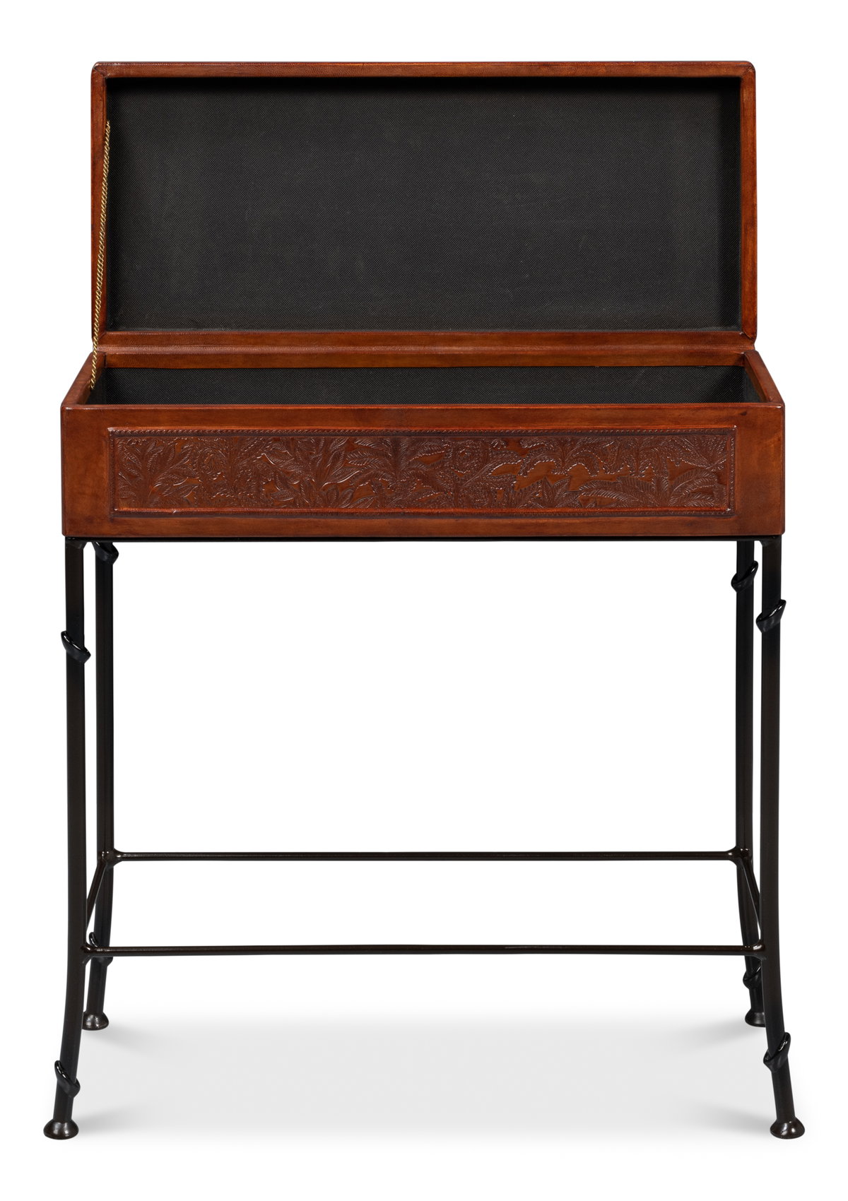 Botanical Leather Box On Stand, by Sarreid, 10" length x 2' width x 2'1" height View 10