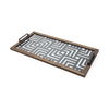 Fantuz 32L x 16W Gray Metal, Wood and Glass Serving Tray thumbnail 0