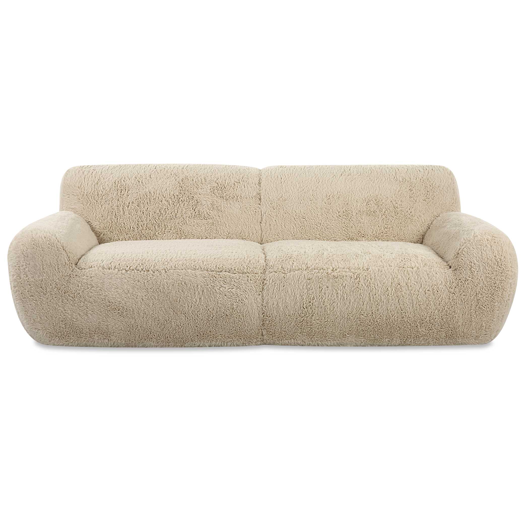 Abide Rounded Sheepskin Sofa, Furniture by Uttermost, 96" width x 31" height x 42" depth View 1