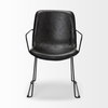 Sawyer Solid Back Dining Arm Chair | Black Faux Leather with Black Iron, Dining Chair by Mercana, 23.23" length x 25.59" width x 33.07" height thumbnail 3