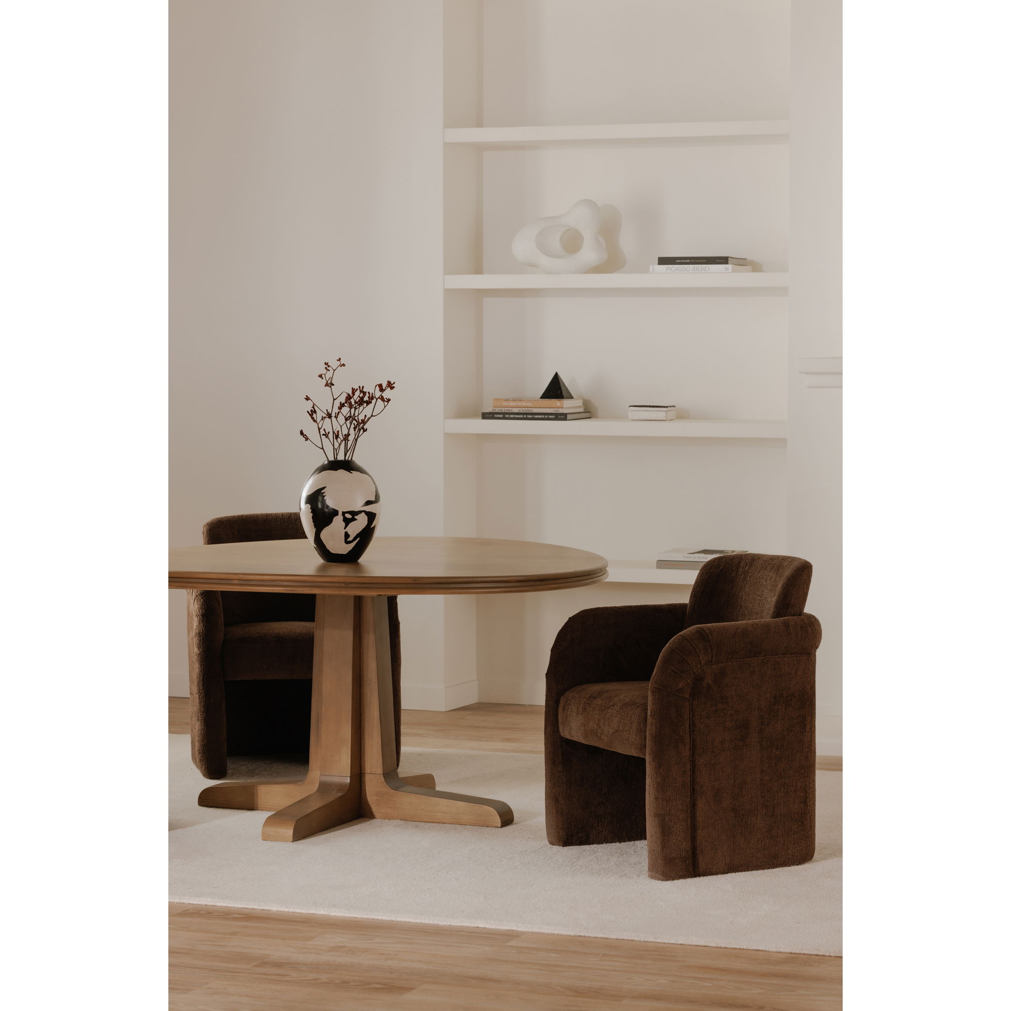 Mesto Rolling Dining Chair Dark Brown, by Moe's Home, 26" width x 32.5" height x 25.6" depth View 12