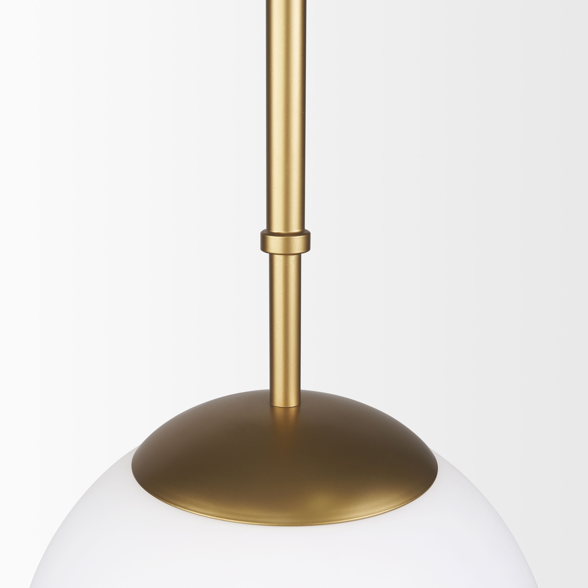 Edie Brushed Gold Metal with Frosted Glass Globe 1-Light Pendant, by Mercana, 12" length x 12" width x 54" height View 7