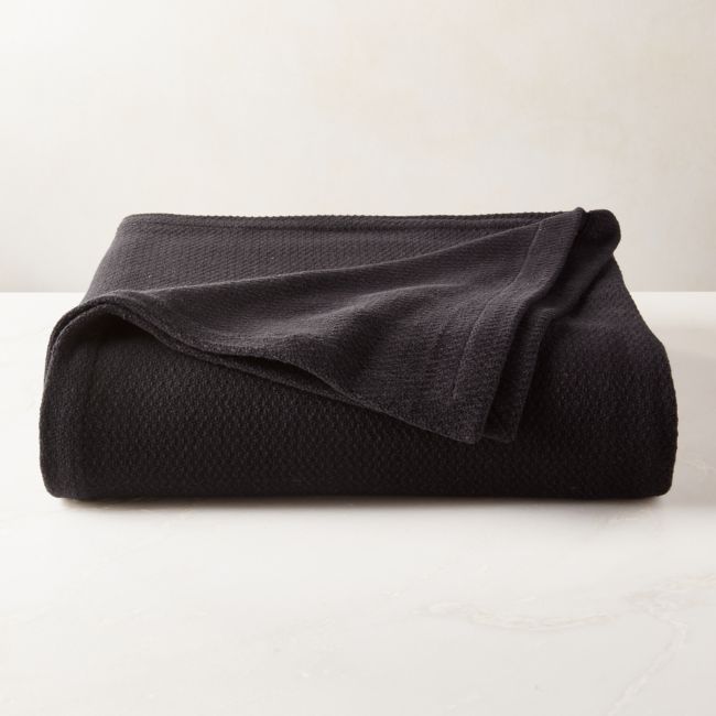 Online Designer Kitchen Jasper Organic Cotton King Blanket Black