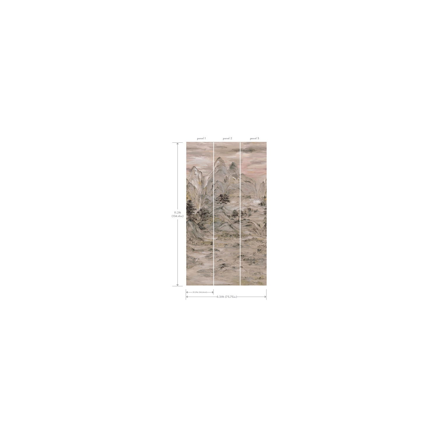 Misty Mountain Taupe Wall Mural large image 