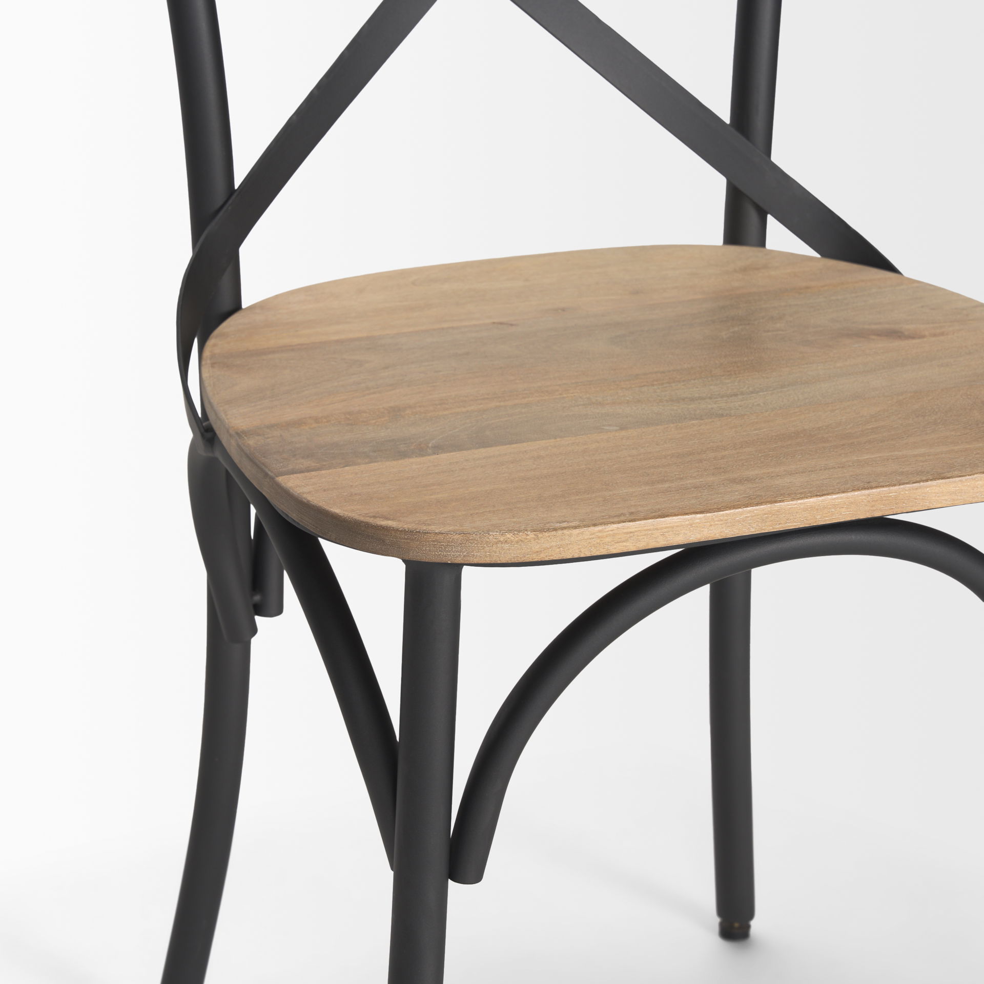 Etienne Light Brown Wood with Iron Metal Dining Chair, by Mercana, 20.5" length x 19.5" width x 35.5" height View 11