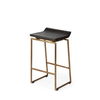 Givens 24.25'H Brown Wood Seat Gold Metal Frame Stool, Counter & Bar Stool by Mercana, 14" length x 15.8" width x 26" height thumbnail 1