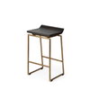 Givens Backless 26in Seat Counter Stool | Brown Wood with Gold Metal, Counter & Bar Stool by Mercana, 14" length x 15.8" width x 26" height thumbnail 1