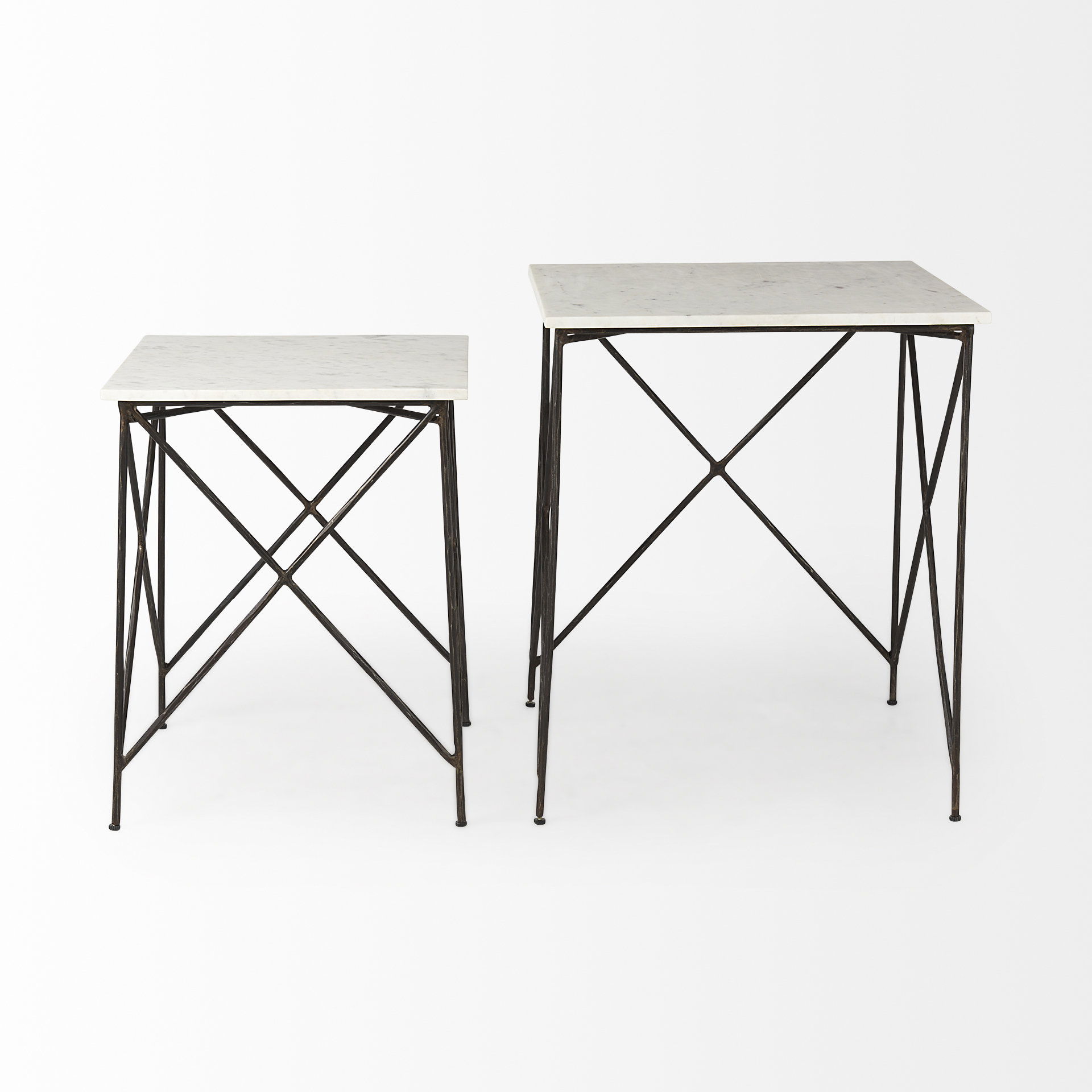 Lorlei 20.0L x 20.0W x 23.8H White Marble Top with Gray Iron Legs End and Side Table, Side & End Table by Mercana, 20" length x 20" width x 24" height View 8
