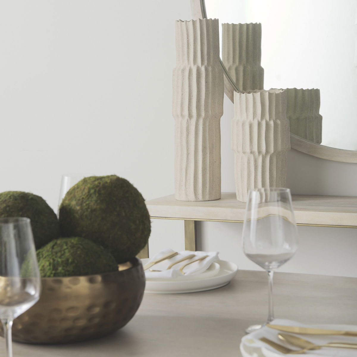 Cardon 23.0H Cream Ceramic Vase, by Mercana, 6.69" length x 6.69" width x 23.03" height View 3