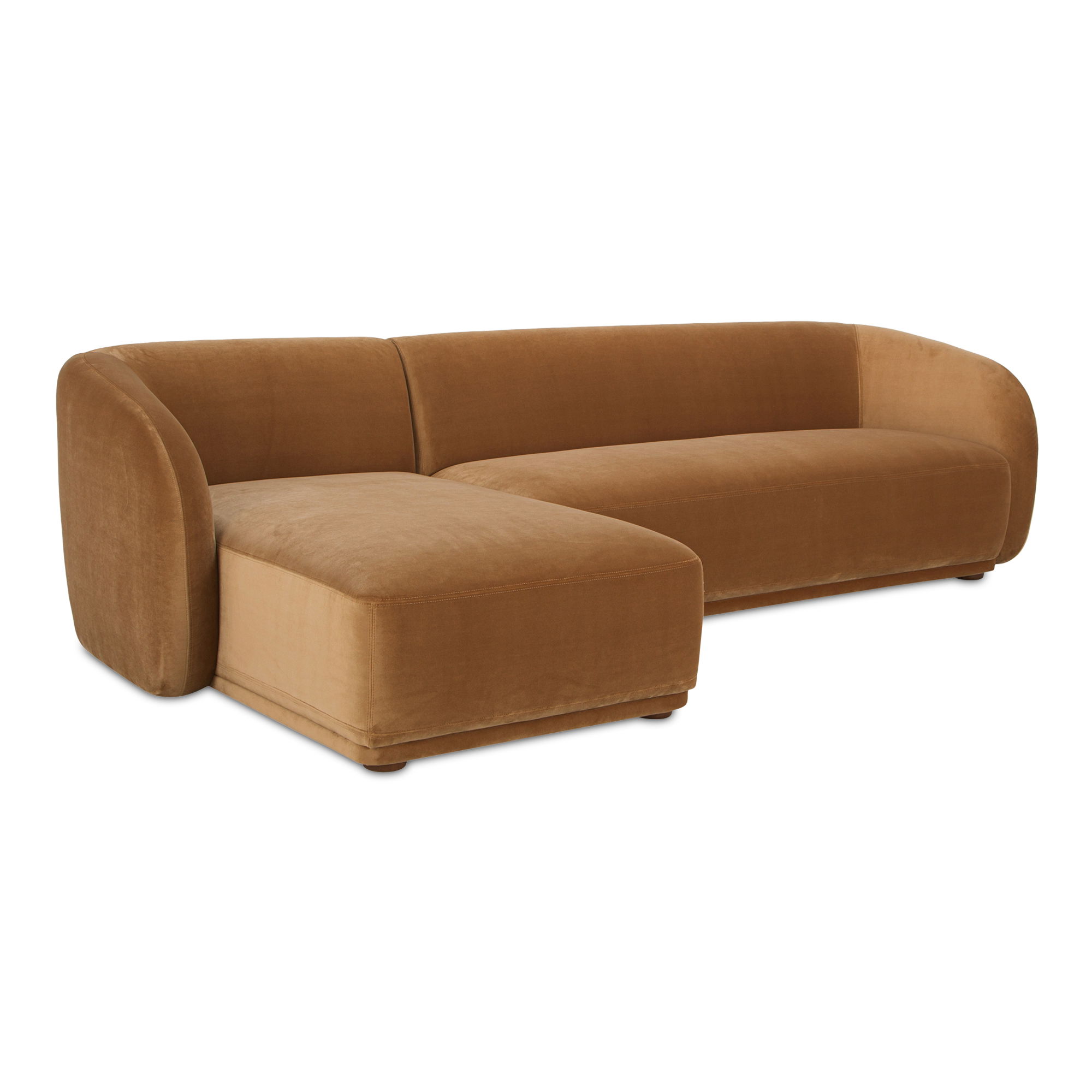 Faye Left Sectional Tan Faux Mohair, Sectional Sofa by Moe's Home, 112" width x 29.8" height x 59.65" depth View 2