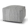 Kensie Large Blue Striped Pouf, Ottoman by Mercana, 14" length x 22" width x 22" height thumbnail 1
