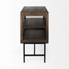 Arelius 36L x 18W x 32H Medium Brown Wood, Black Metal Base with 2 Glass Doors Accent Cabinet thumbnail 6