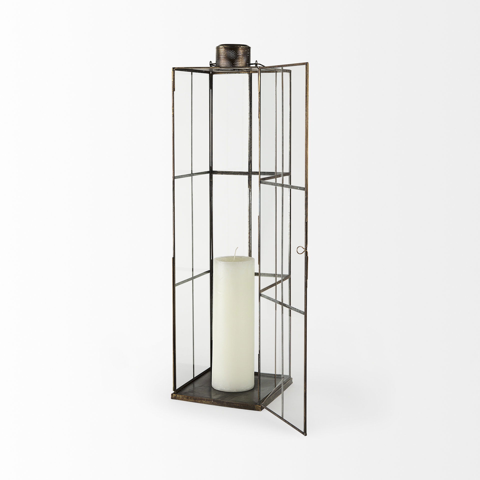 Grimwig (Large) 8L x 8W x 31H LANTERN with SHEET BASE WITHOUT BEVEL, Lighting by Mercana, 8.27" length x 8.27" width x 31.1" height View 9