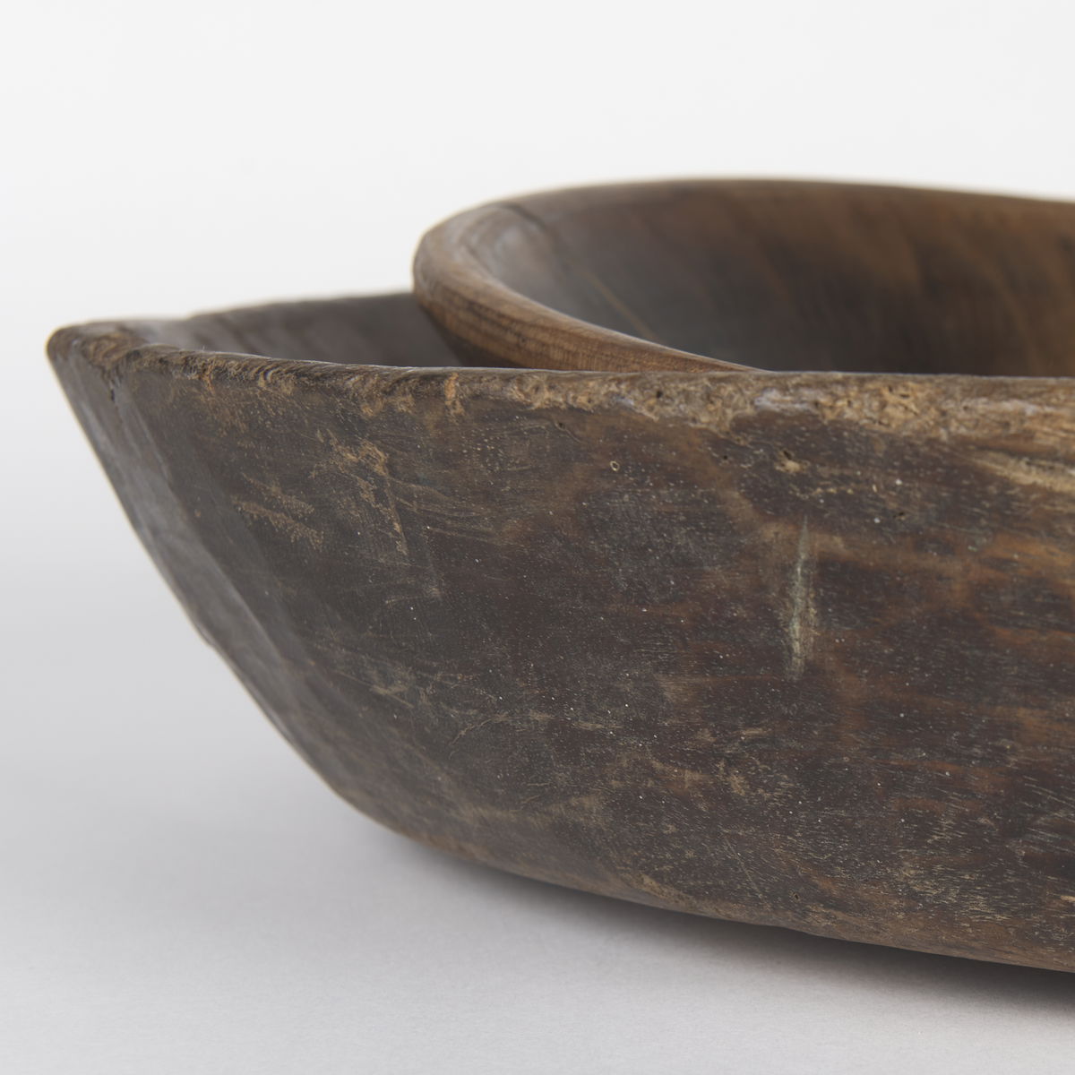 Nikita Set of 2 Large Medium Brown Reclaimed Wood Bowls, Decorative Bowl by Mercana, 17.25" length x 18.25" width x 4.5" height View 7