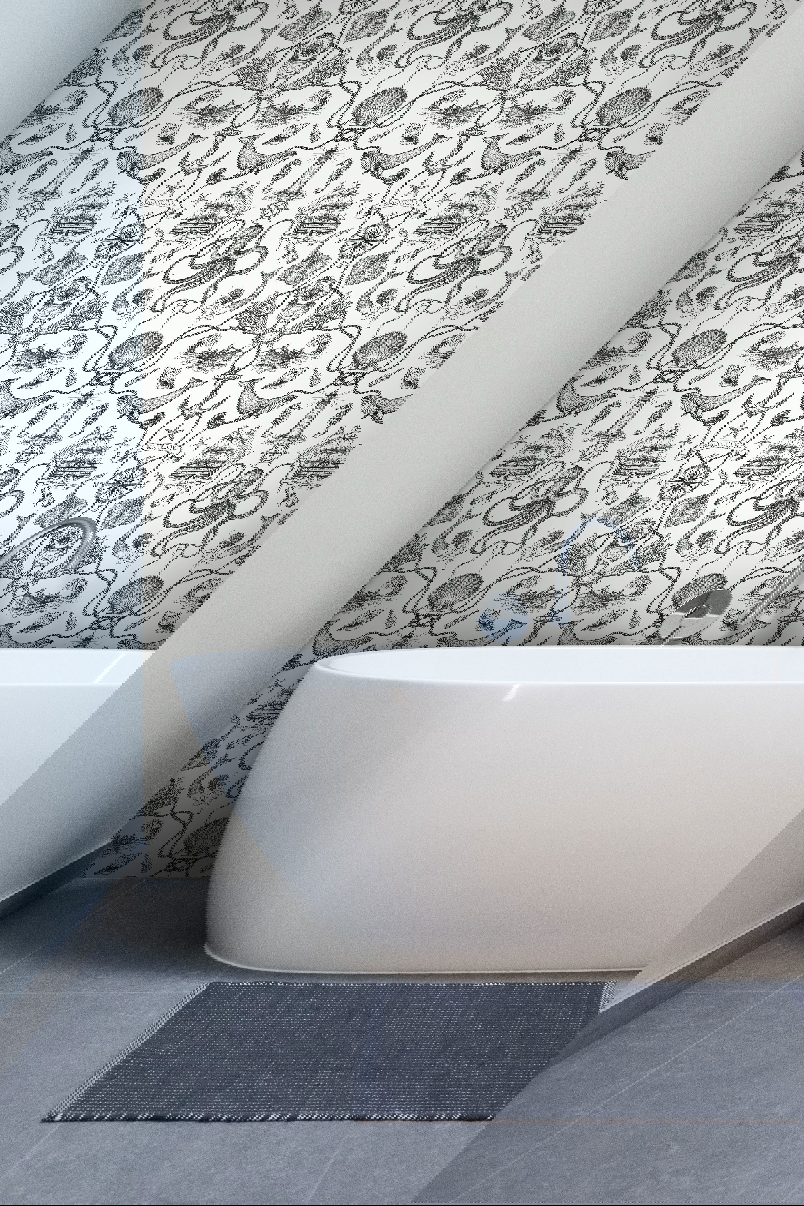 Deep Sea Toile Black Wallpaper large image 