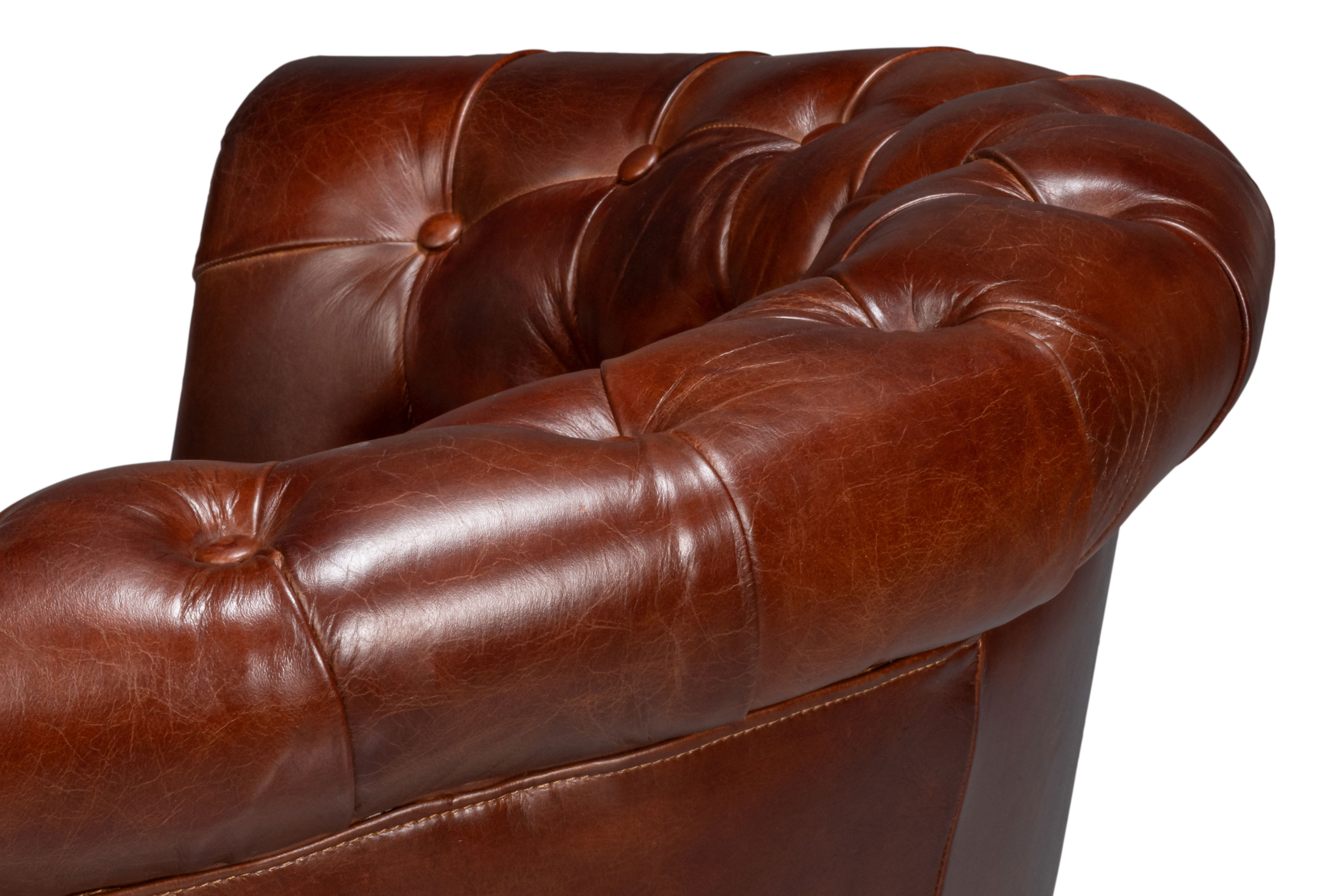 Bastian Armchair, Newark Brown Leather, Seating by Sarreid, 33" length x 33" width x 31" height View 3