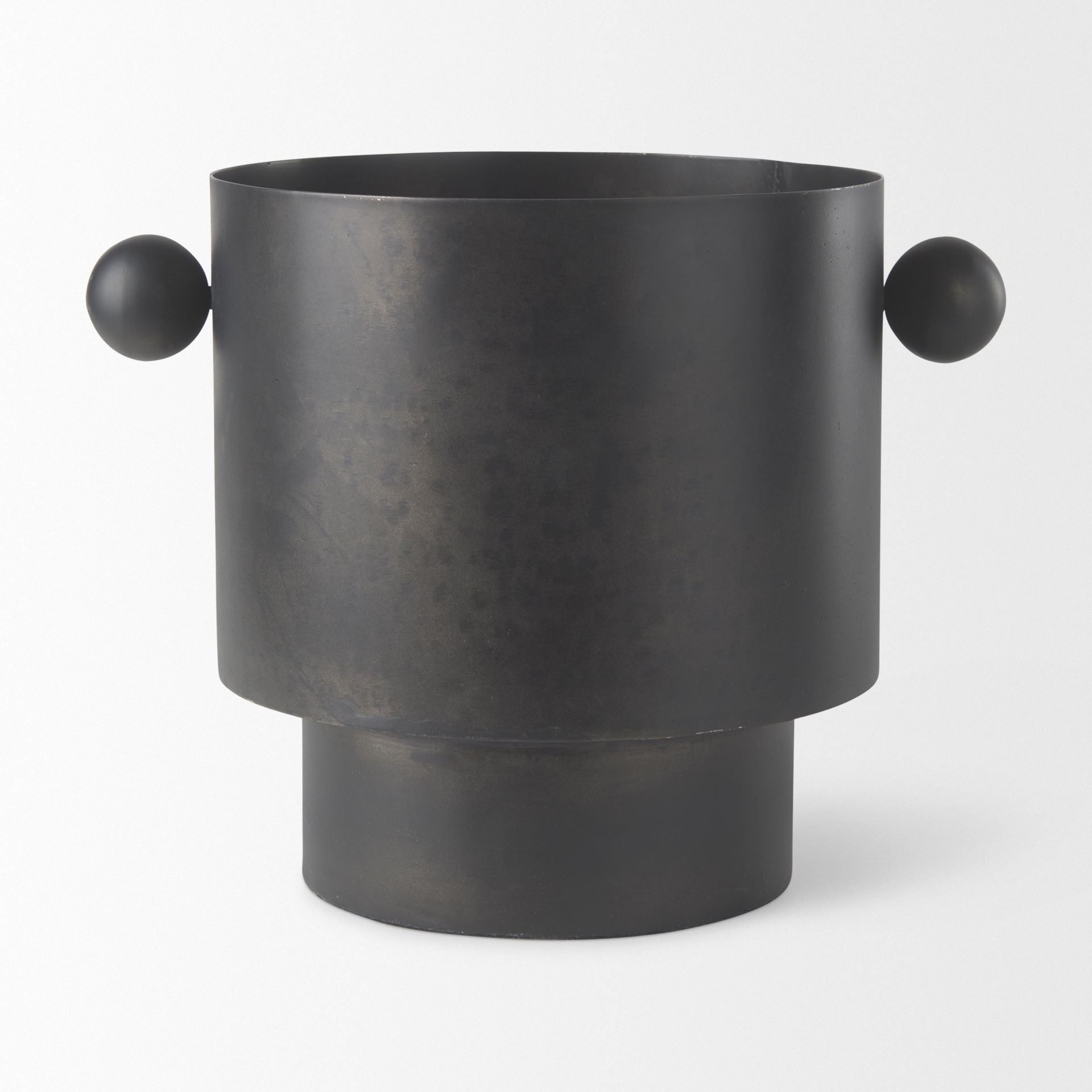 Juno 8.5H Large Black Iron Vase, by Mercana, 11" length x 8" width x 8.5" height View 3