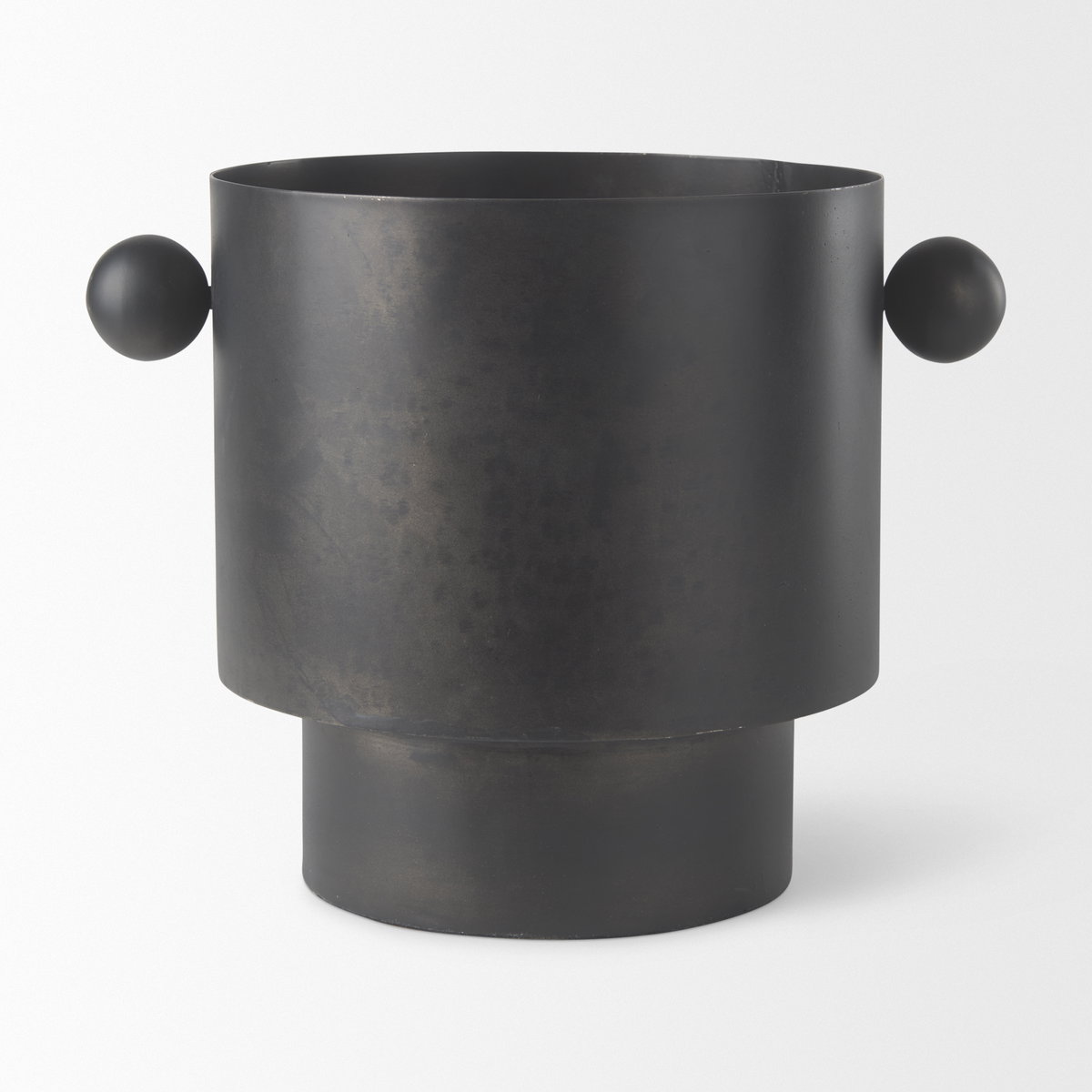 Juno 8.5H Large Black Iron Vase, by Mercana, 11" length x 8" width x 8.5" height View 4