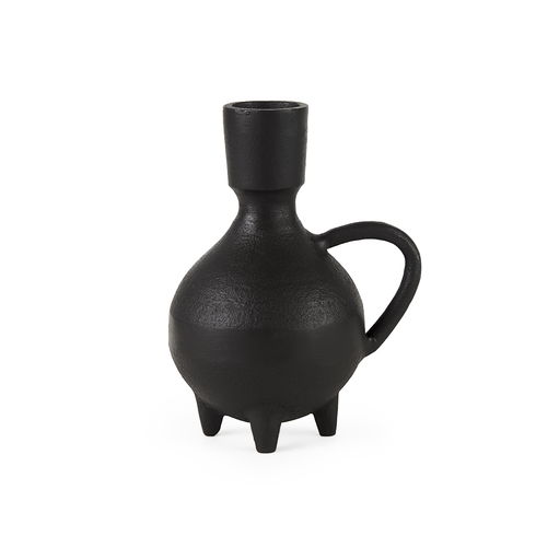 Cyrus  Black Spherical Vase with Flute Decorative Object