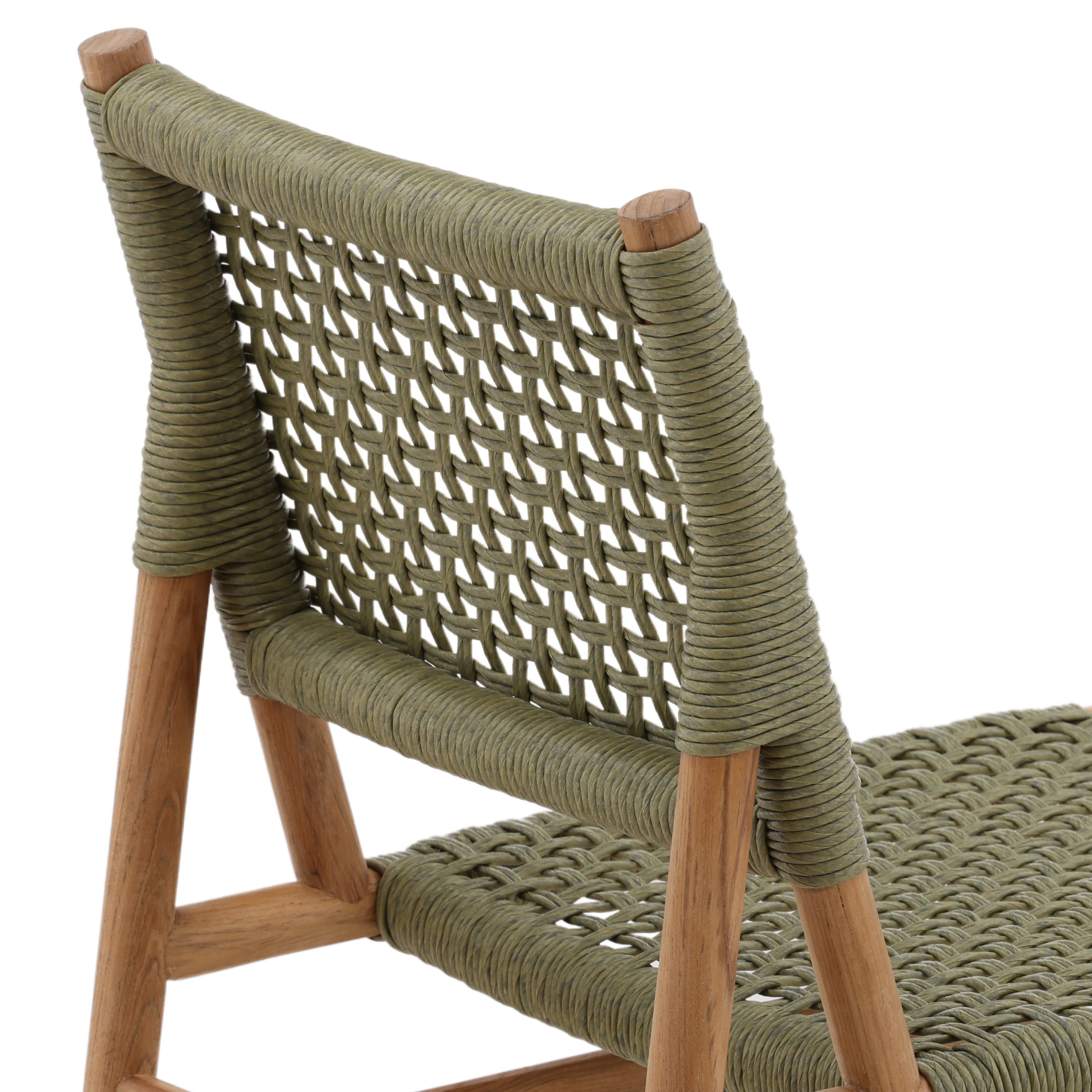 Francisca Outdoor Dining Chair Set of 2 Green, by Dovetail, 18.2" width x 32.87" height x 24.2" depth View 6