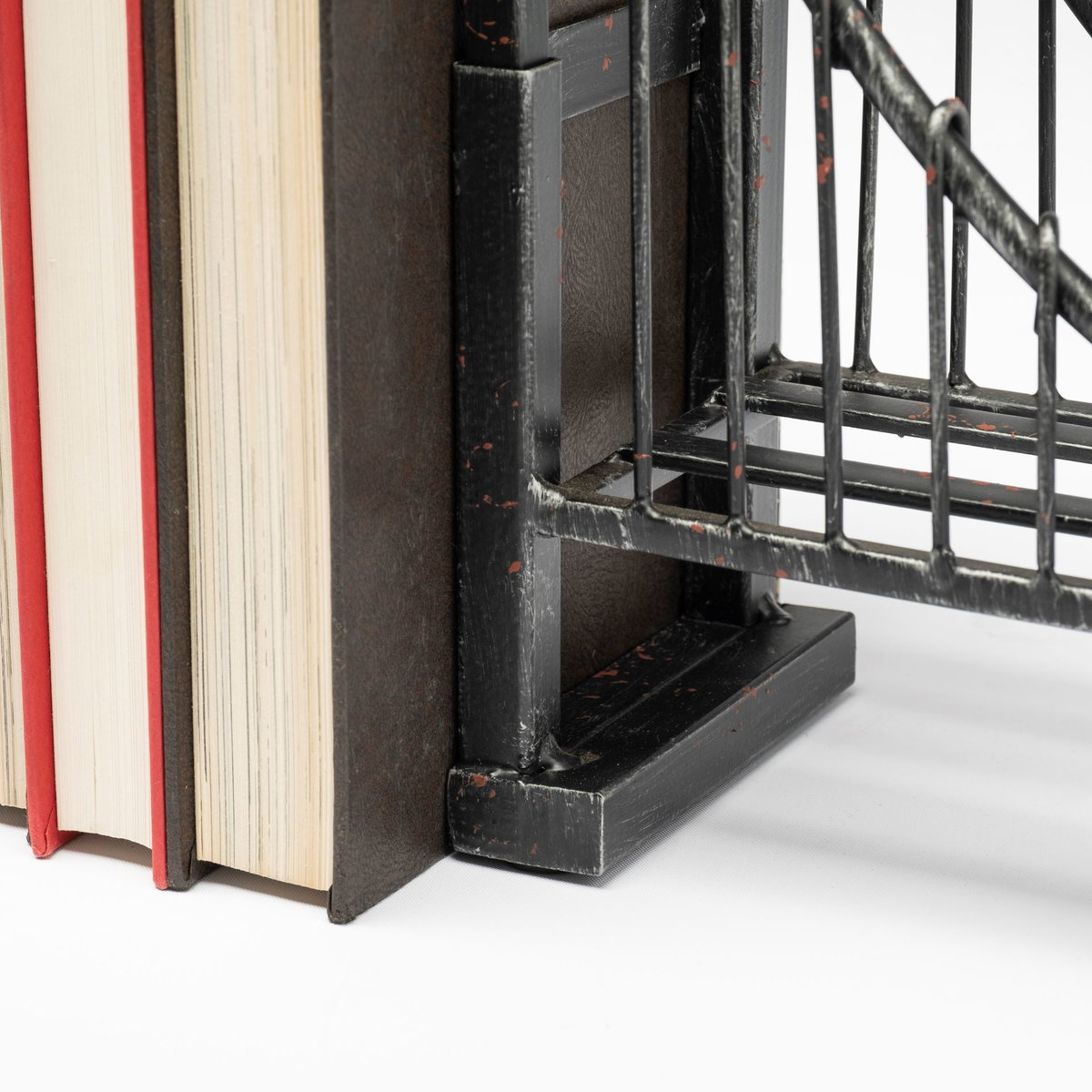 Suspension Set of 2 19L x 4W Brown Wrought Iron Suspension Bridge Bookends, by Mercana, 19" length x 3.94" width x 10.04" height View 10