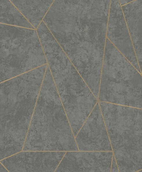 Nazca Dark Grey & Gold Wallpaper