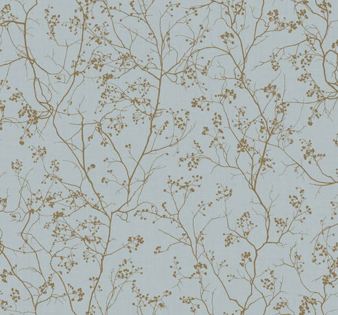 Luminous Branches Blue & Gold Wallpaper
