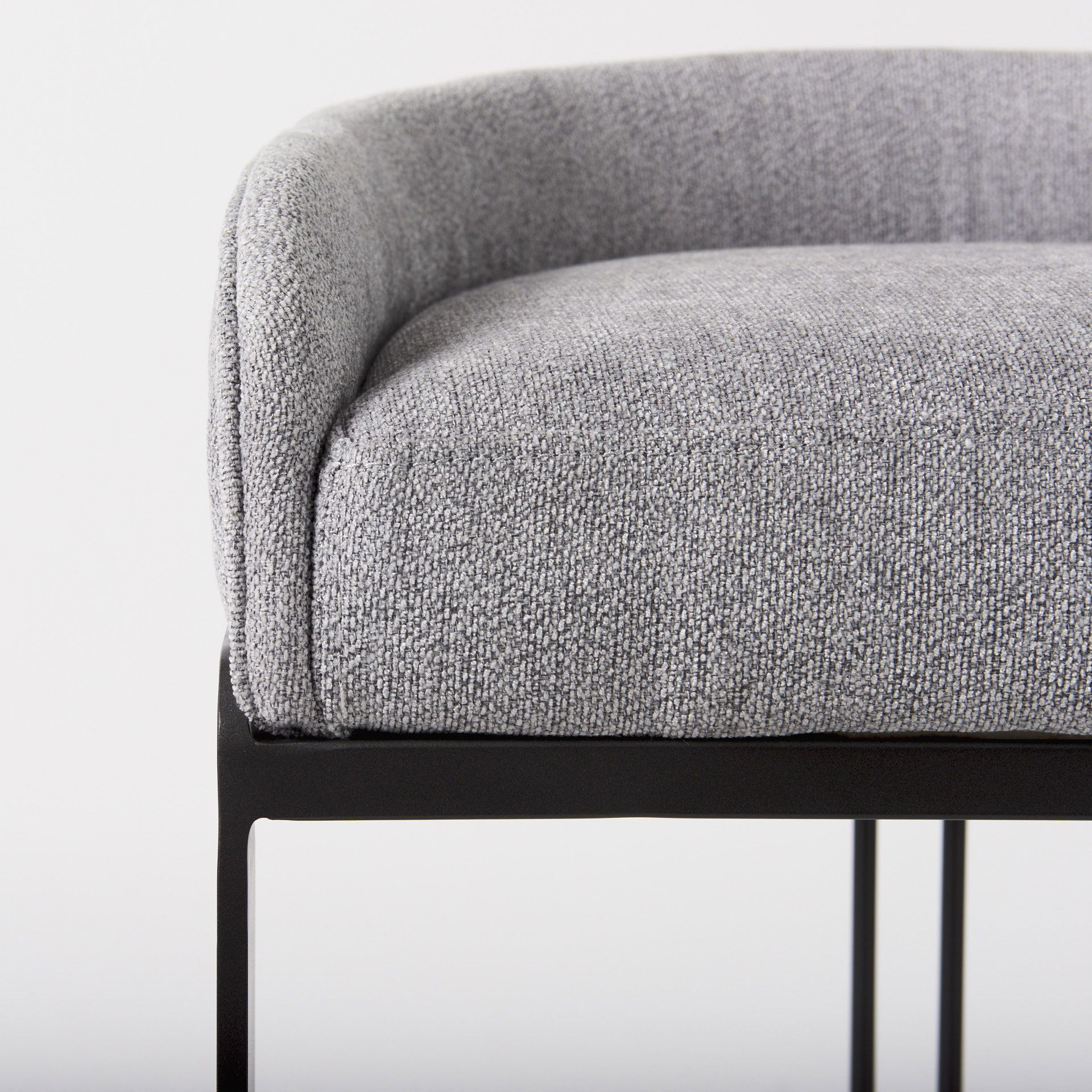 Hollyfield II Gray Fabric Seat with Gray Metal Base Bar Stool, Counter & Bar Stool by Mercana, 20.5" length x 19.7" width x 32.7" height View 9