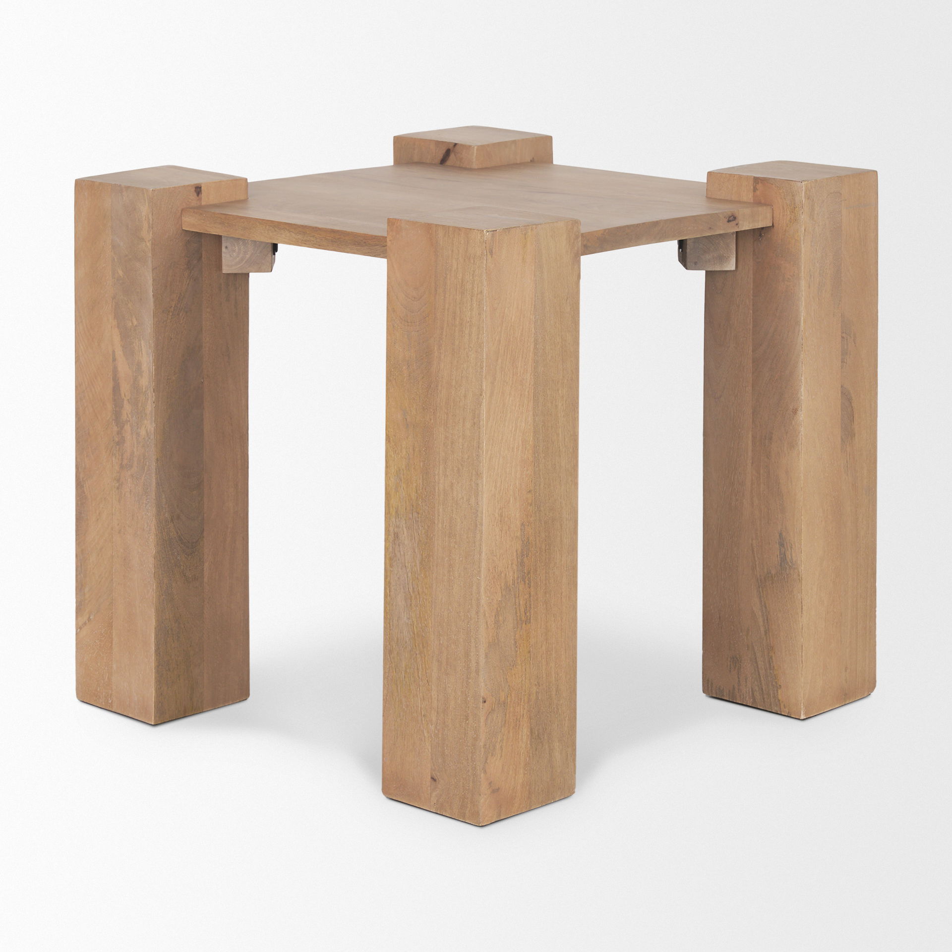 Beth Light Brown Wood Square Accent Table, Side & End Table by Mercana, 23" length x 23" width x 21.75" height View 5