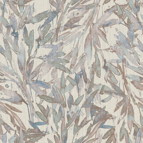 Rainforest Leaves Lavender & Blue Wallpaper