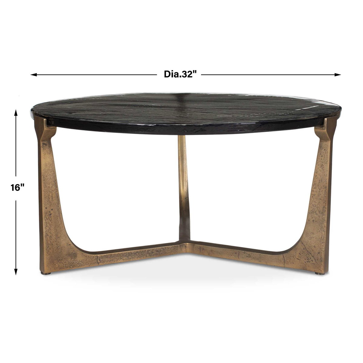 Bohdi Outdoor Brass Coffee Table, Outdoor Table by Uttermost, 2'8" width x 1'4" height x 2'8" depth View 3