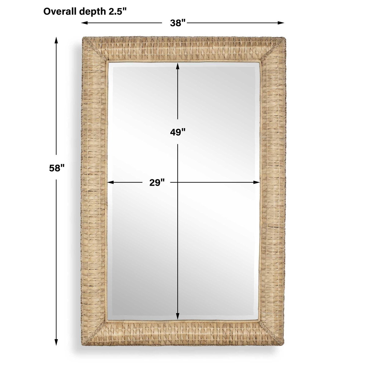 Twisted Seagrass Large Mirror, by Uttermost, 38" width x 58" height x 2.5" depth View 3