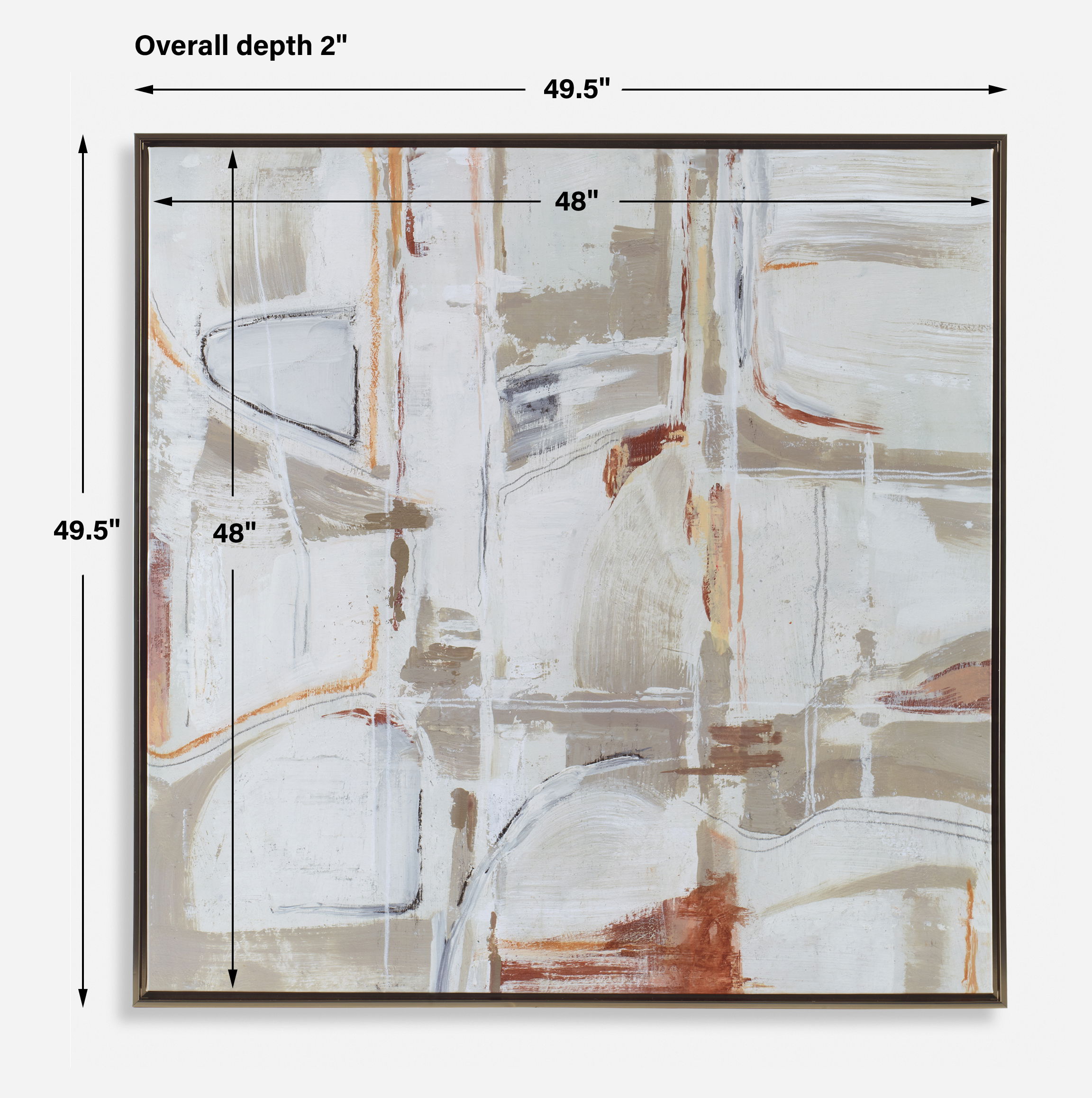 Neutral Nirvana Abstract Canvas Art, Painting by Uttermost, 49.5" width x 49.5" height x 2" depth View 3