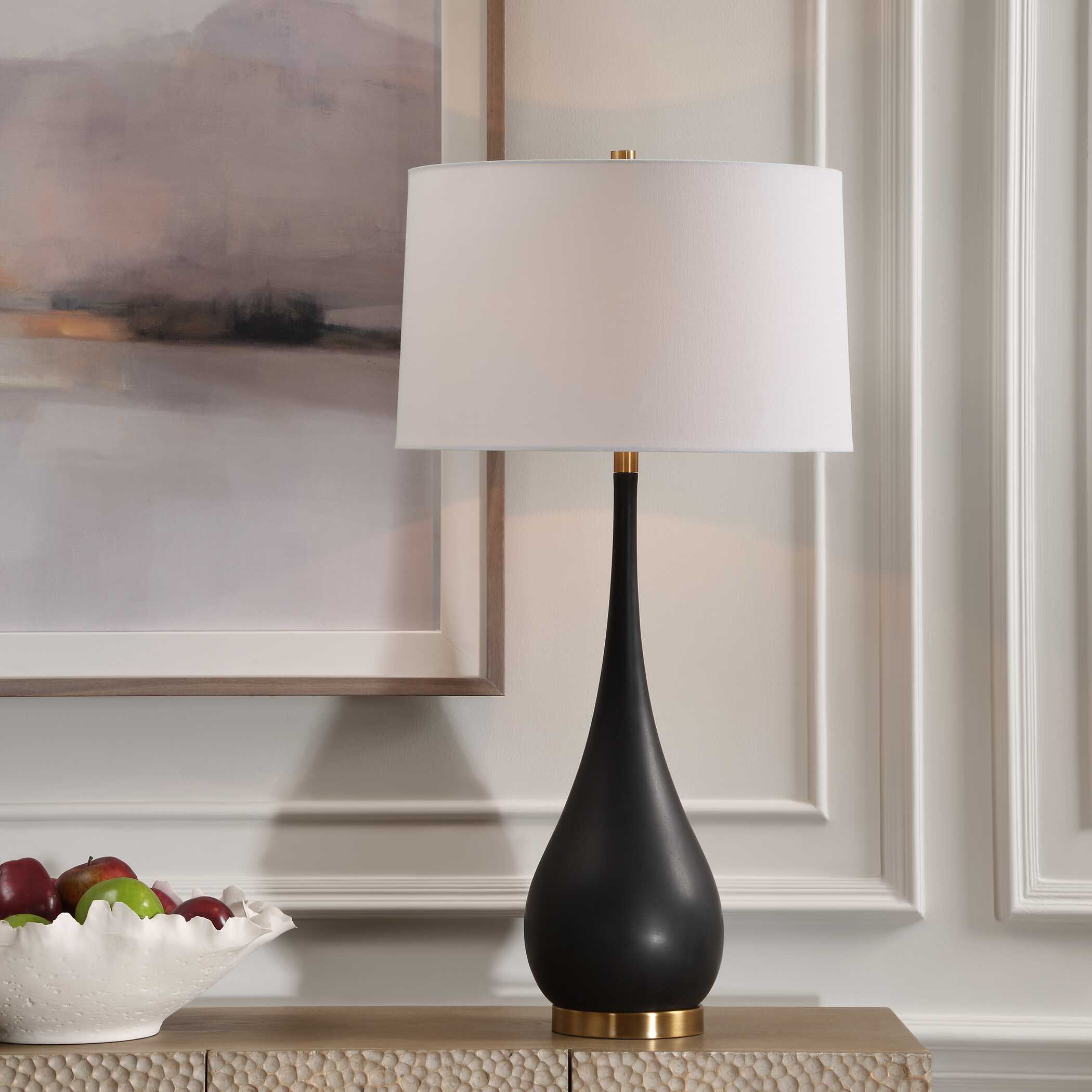 Nocturnal Black Table Lamp, by Uttermost, 18" width x 34.5" height x 18" depth View 2